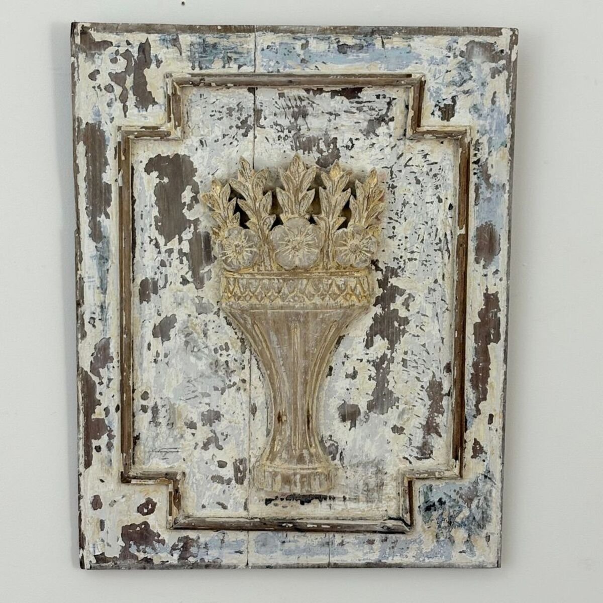 18th Century Carved and Painted Wooden Panel - JAA