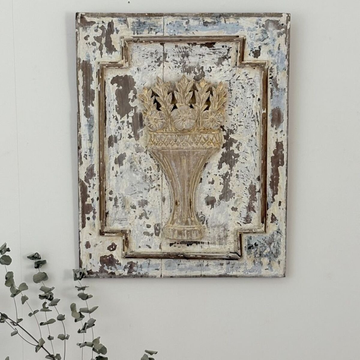 18th Century Carved and Painted Wooden Panel - JAA