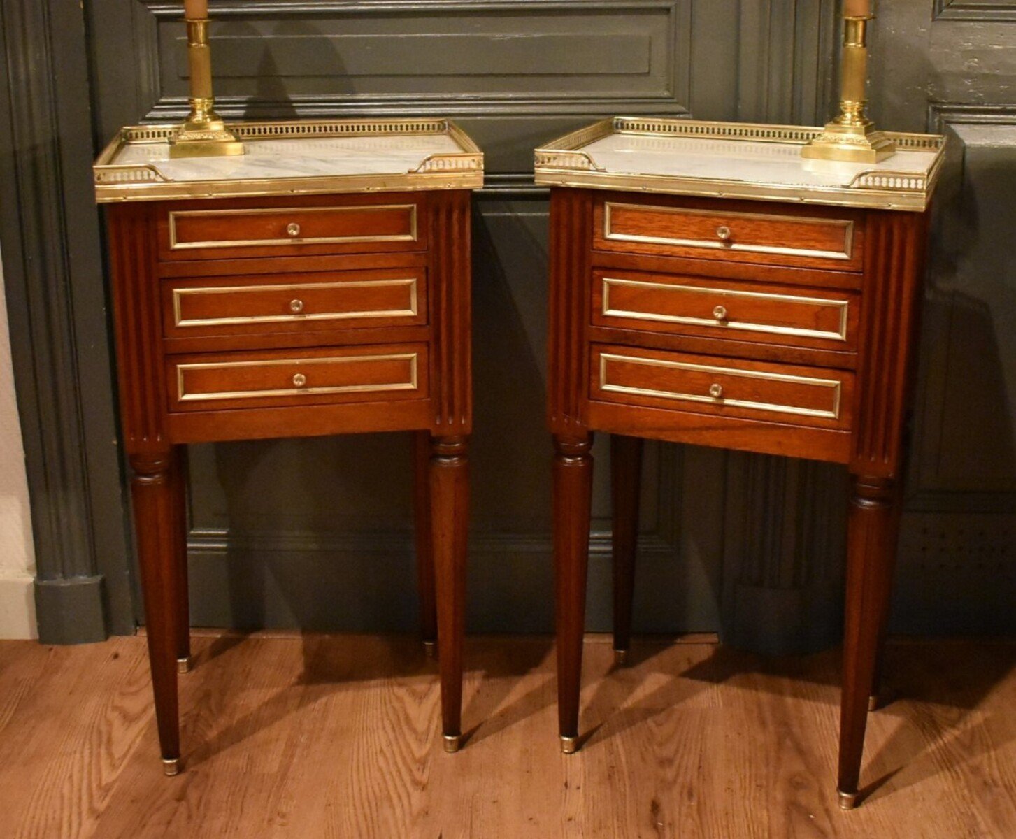 Pair Of Louis XVI Style Bedside Tables - JAA