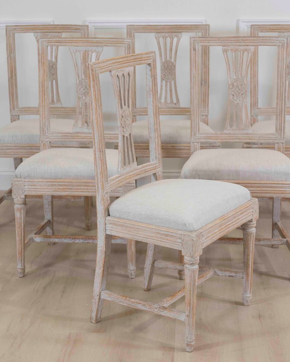 Set of Six Period Gustavian Dining Chairs from Lindome, circa 1800 - JAA