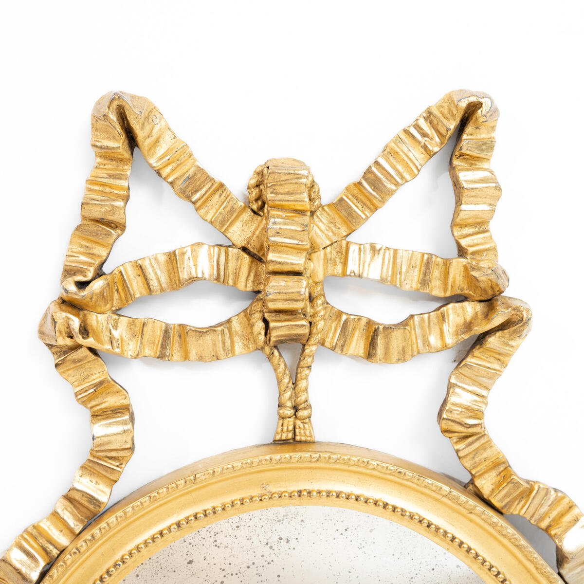Pair of Swedish 20th Century Ribbon-Crested Mirrors - JAA
