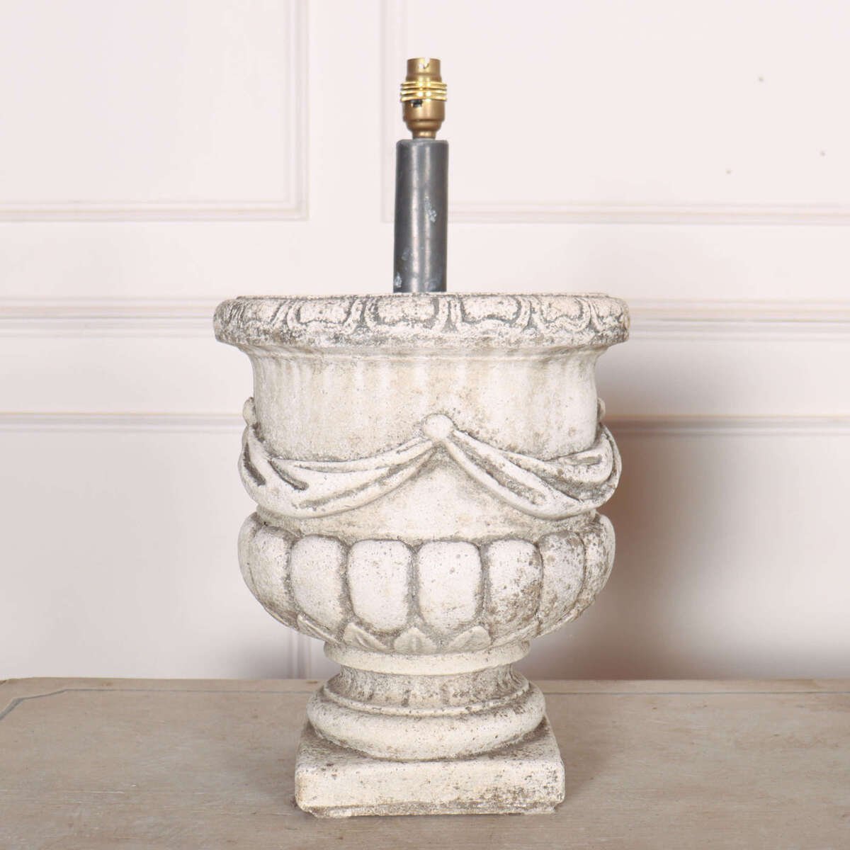 Pair of 1920s reconstituted stone urn table lamps. - JAA