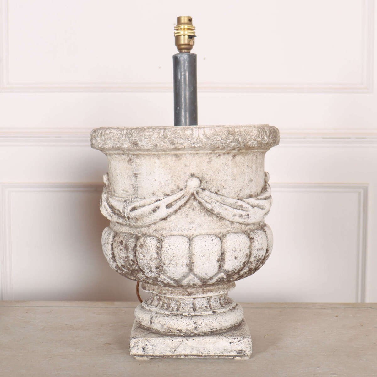 Pair of 1920s reconstituted stone urn table lamps. - JAA