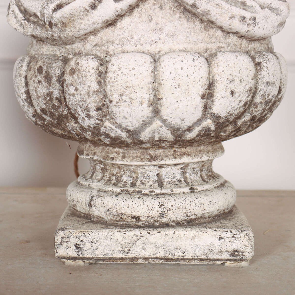 Pair of 1920s reconstituted stone urn table lamps. - JAA
