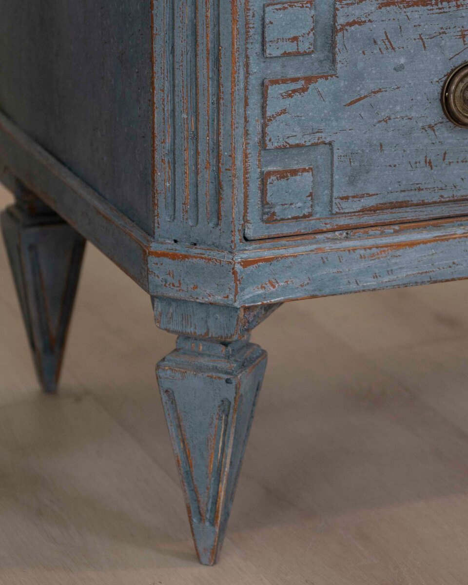 Pair of Scandinavian 20th Century Carved Painted Chests of Drawers - JAA