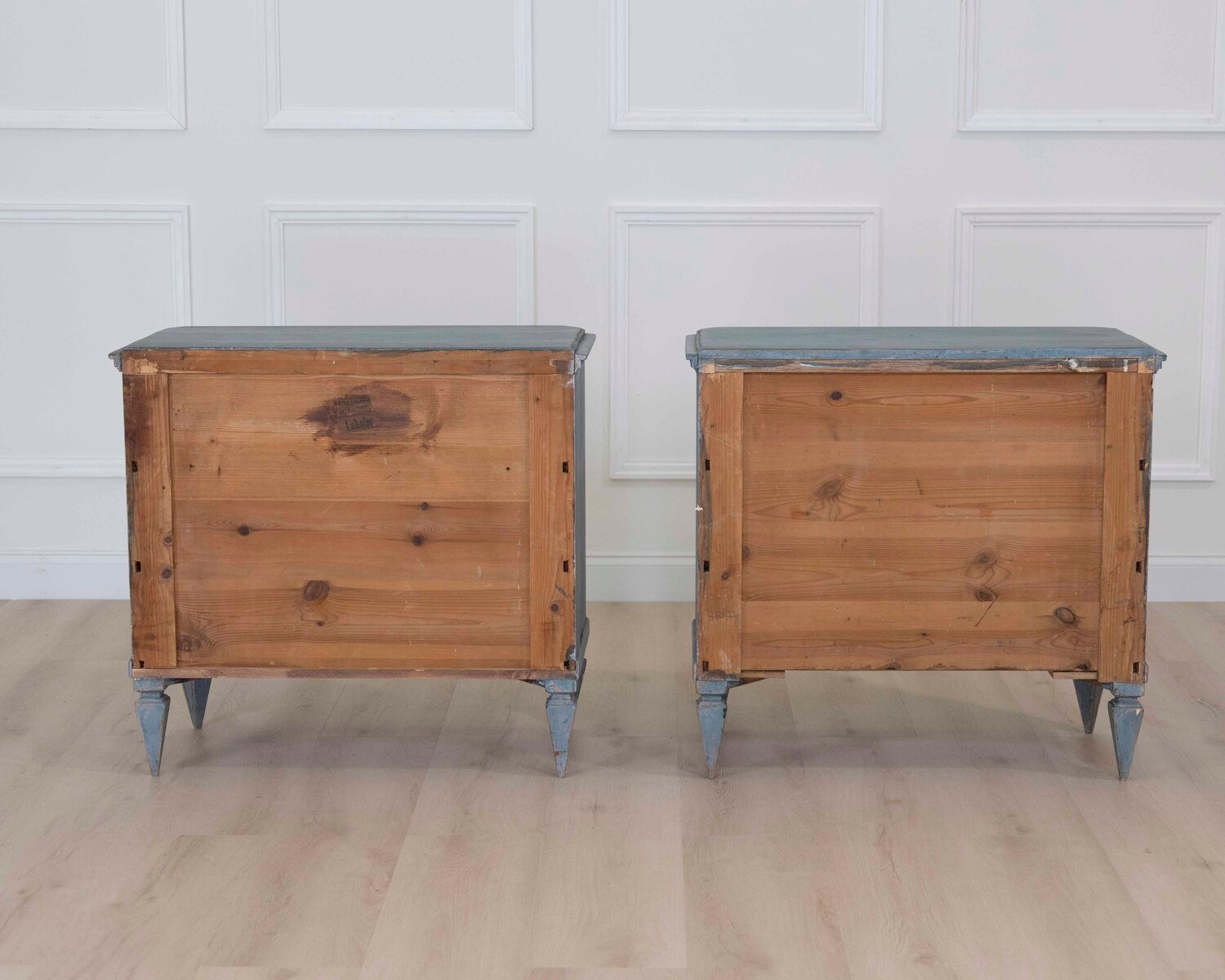 Pair of Scandinavian 20th Century Carved Painted Chests of Drawers - JAA