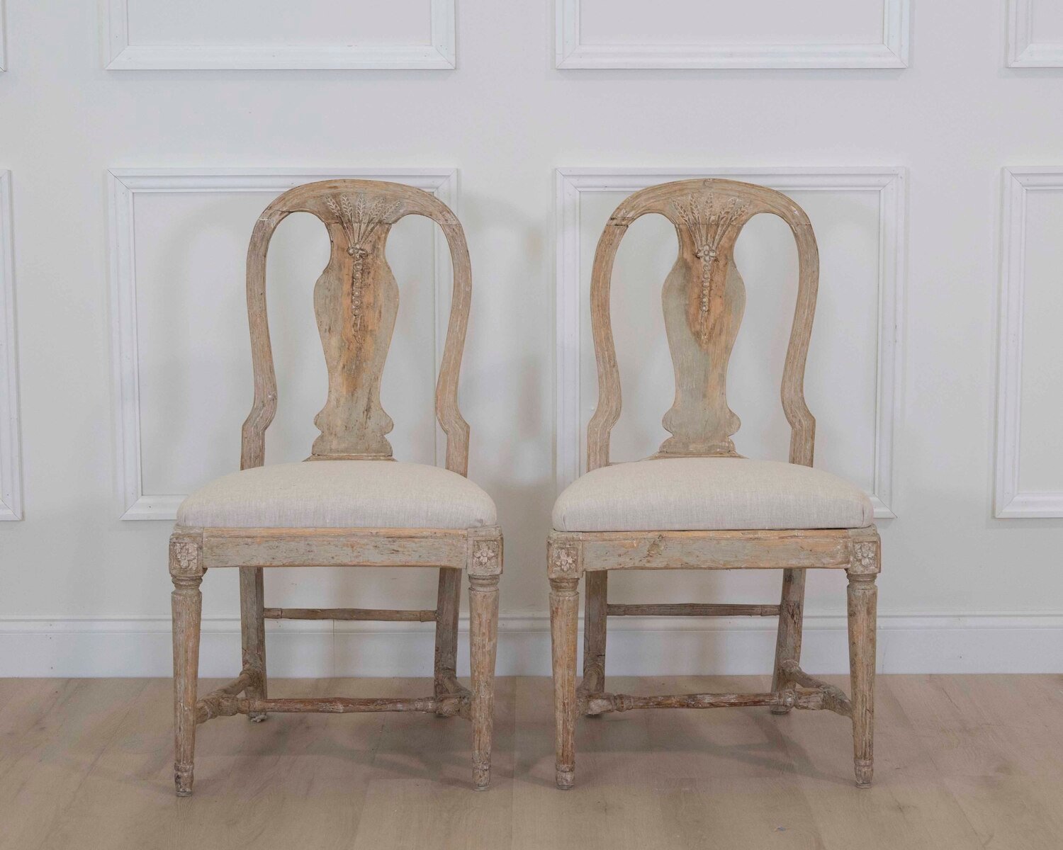 Pair of 19th Century Provincial Gustavian Chairs in Original Paint - JAA