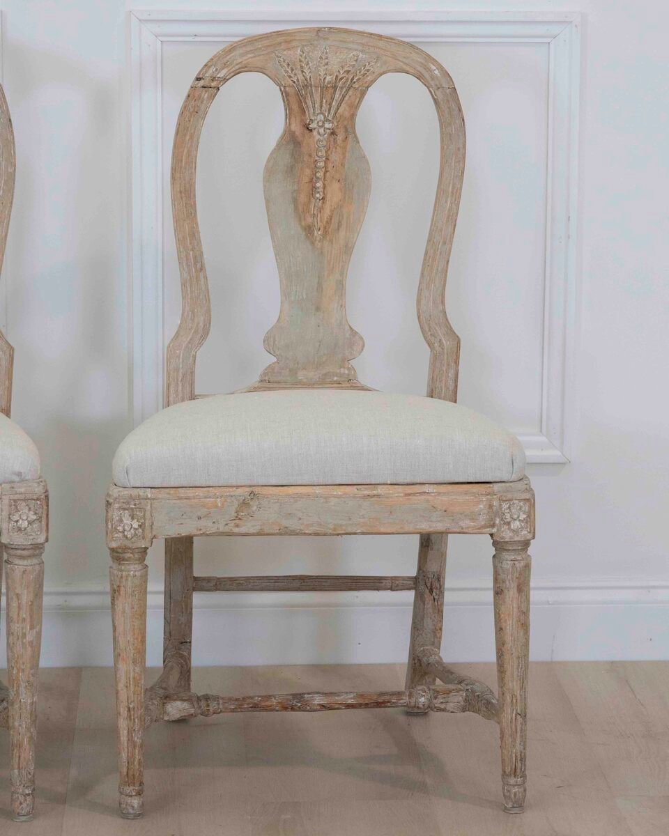 Pair of 19th Century Provincial Gustavian Chairs in Original Paint - JAA