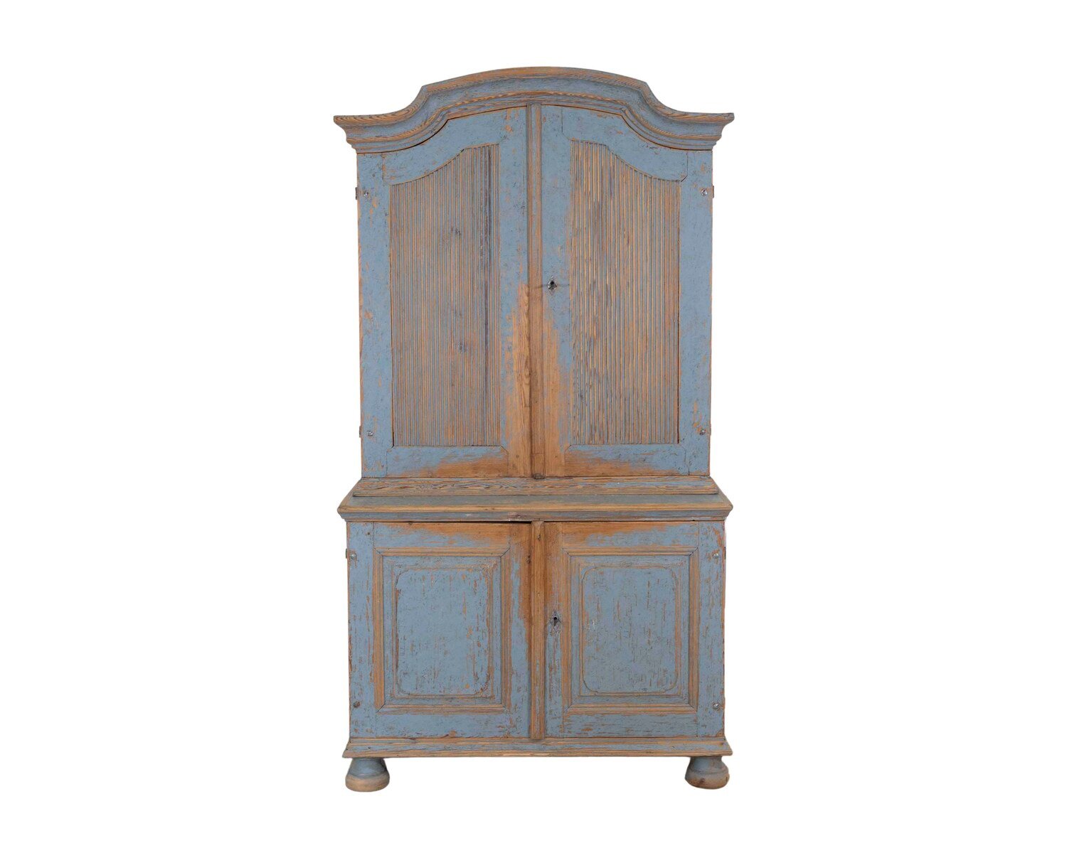 Early 19th Century Rococo Cabinet with Reeded Top Doors