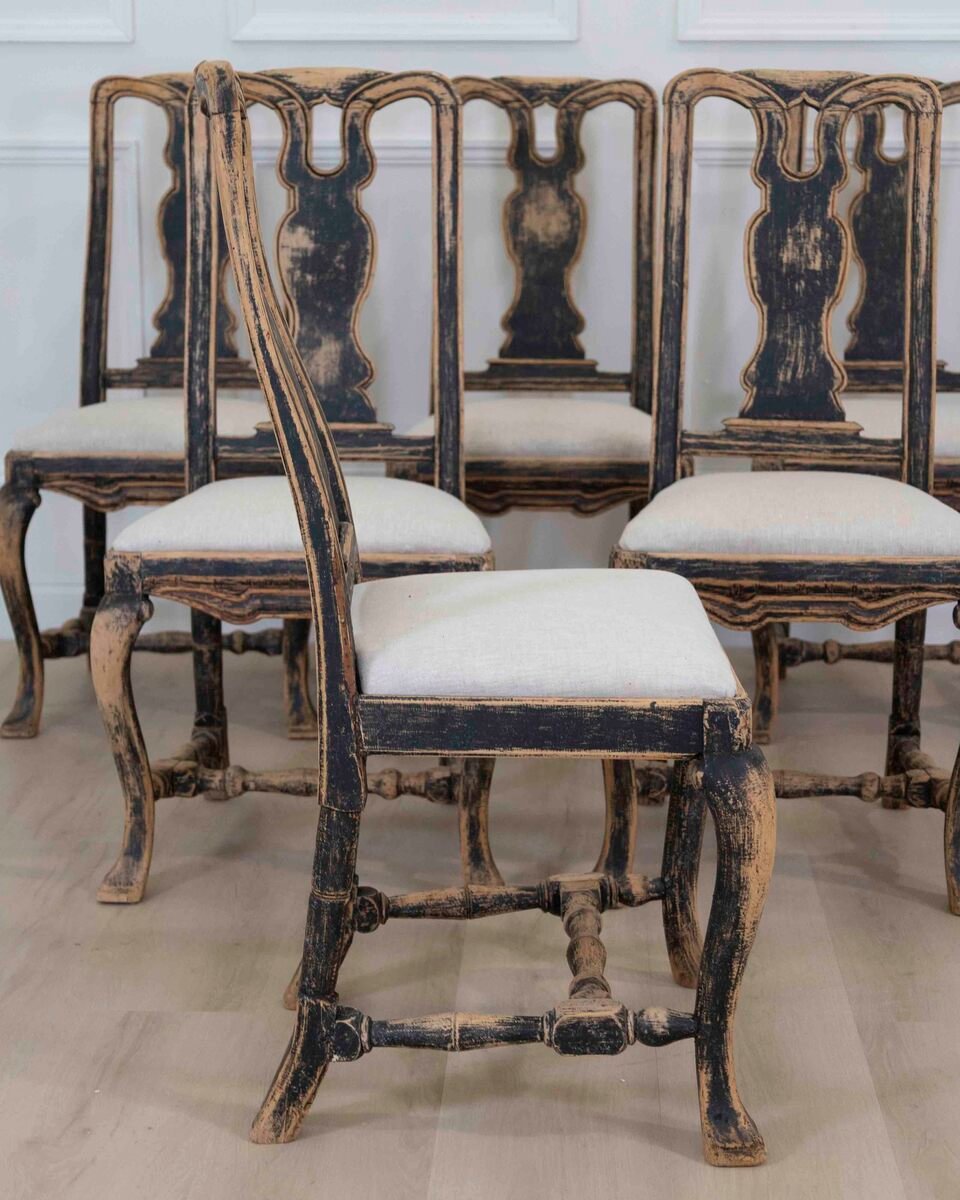Set of Six Swedish Baroque Chairs, Circa 1750 - JAA