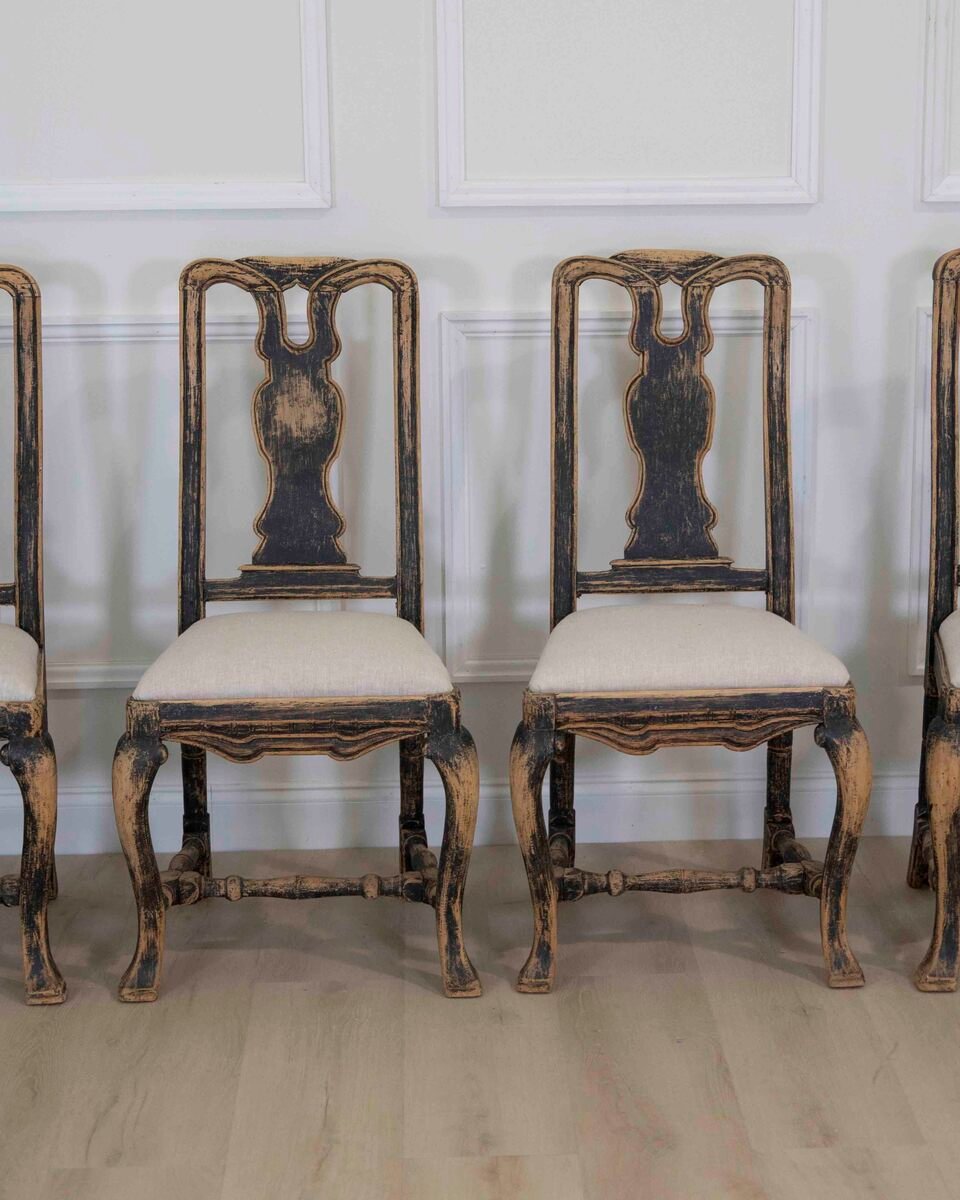 Set of Six Swedish Baroque Chairs, Circa 1750 - JAA