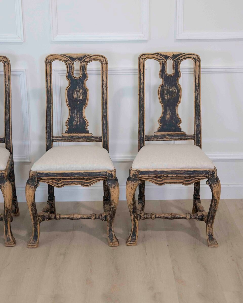 Set of Six Swedish Baroque Chairs, Circa 1750 - JAA
