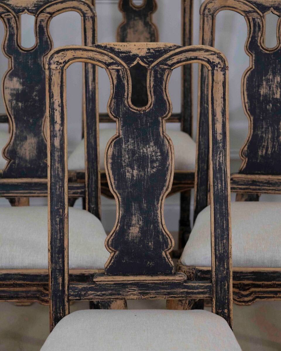 Set of Six Swedish Baroque Chairs, Circa 1750 - JAA