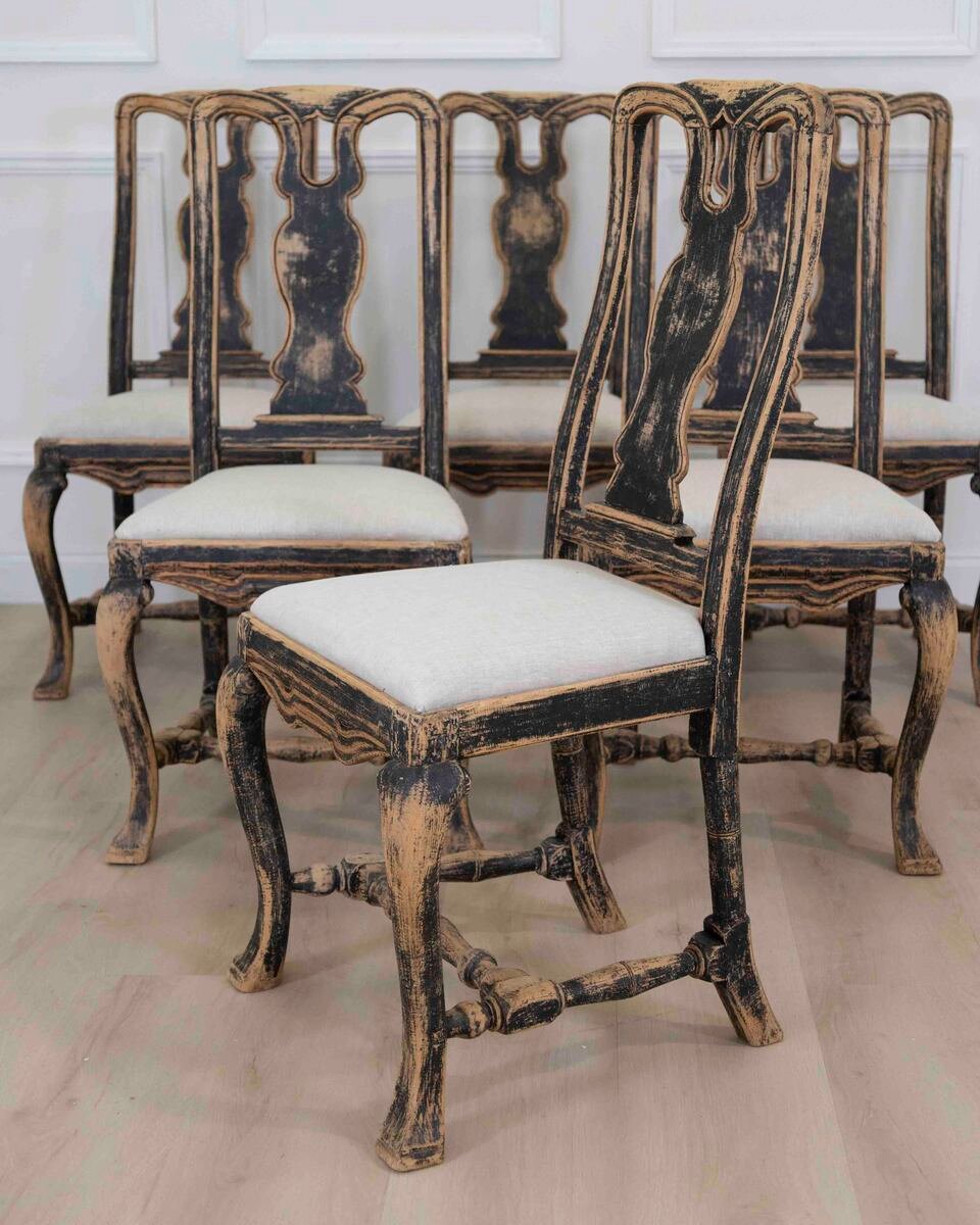 Set of Six Swedish Baroque Chairs, Circa 1750 - JAA