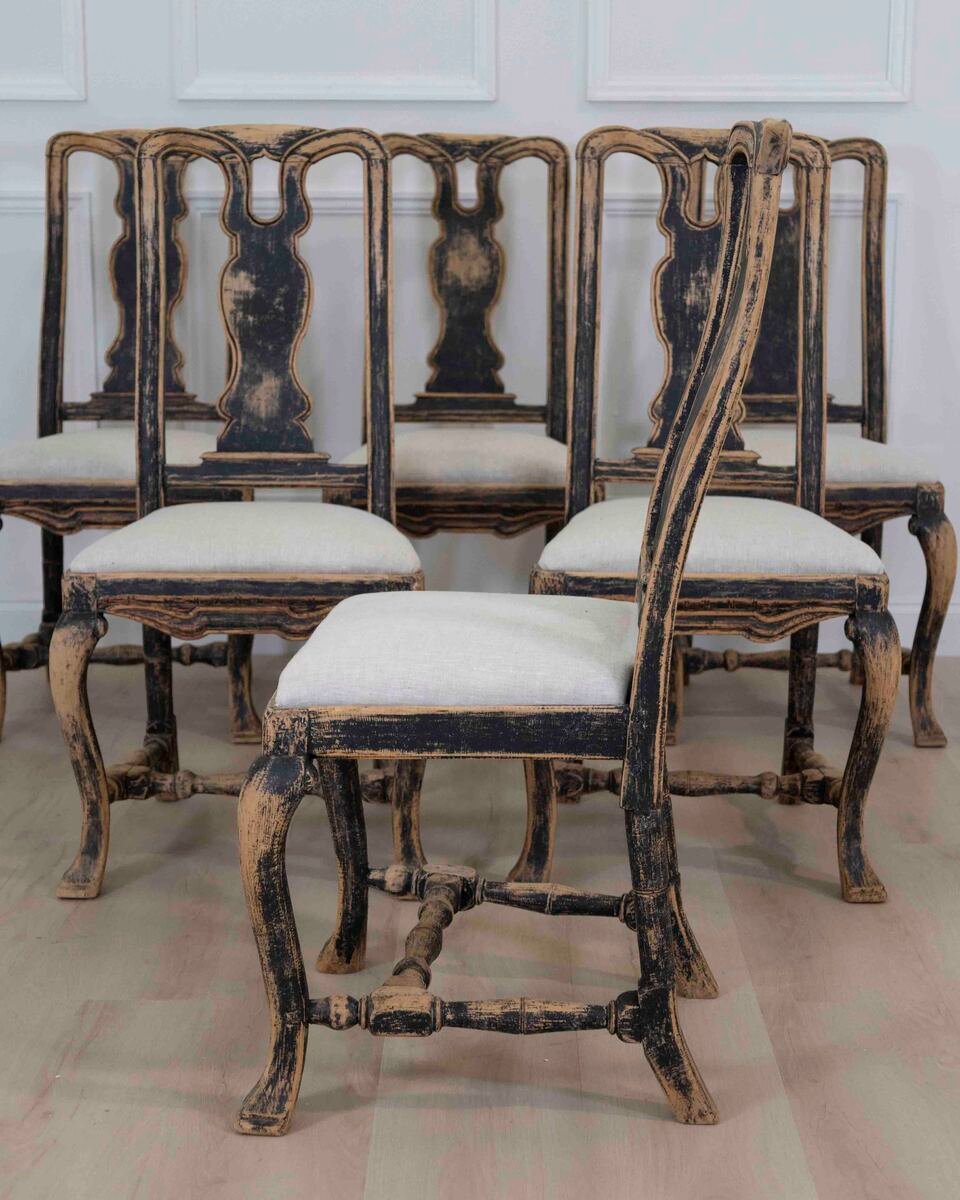 Set of Six Swedish Baroque Chairs, Circa 1750 - JAA