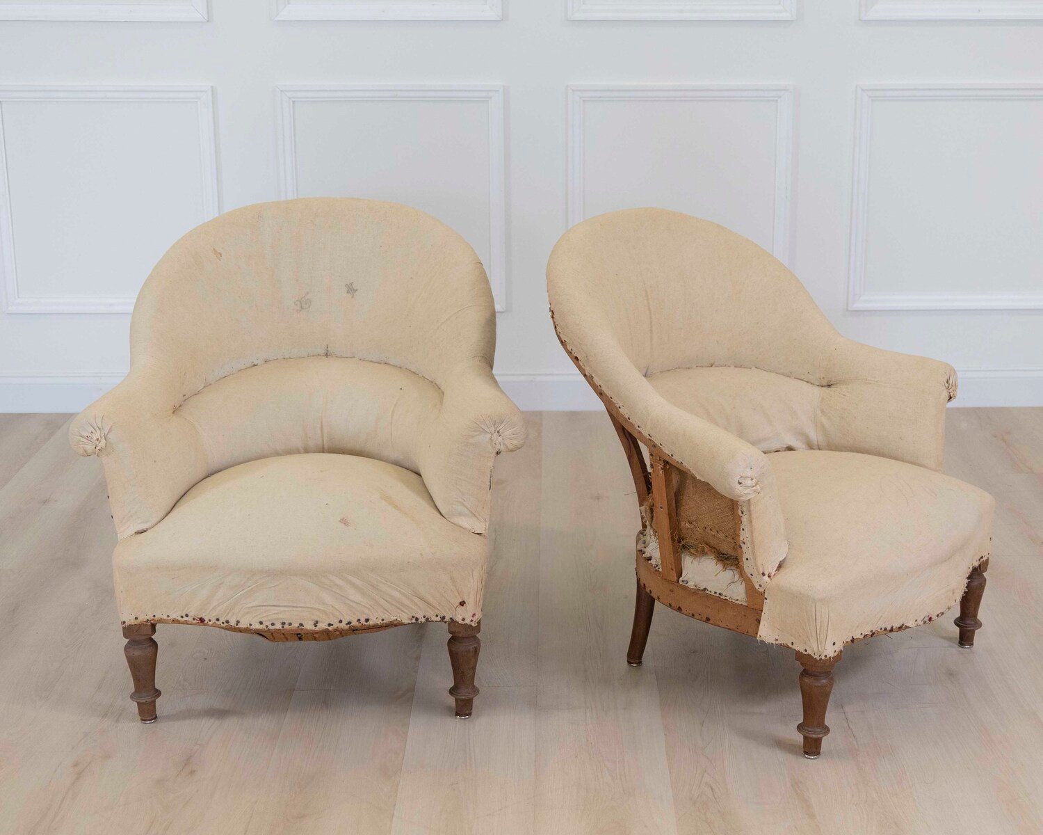 Pair of 20th Century French Chairs, Ready to Upholster - JAA