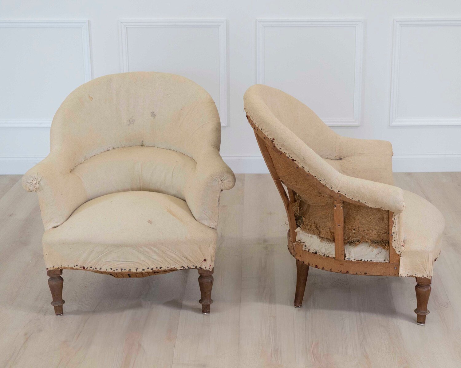 Pair of 20th Century French Chairs, Ready to Upholster - JAA