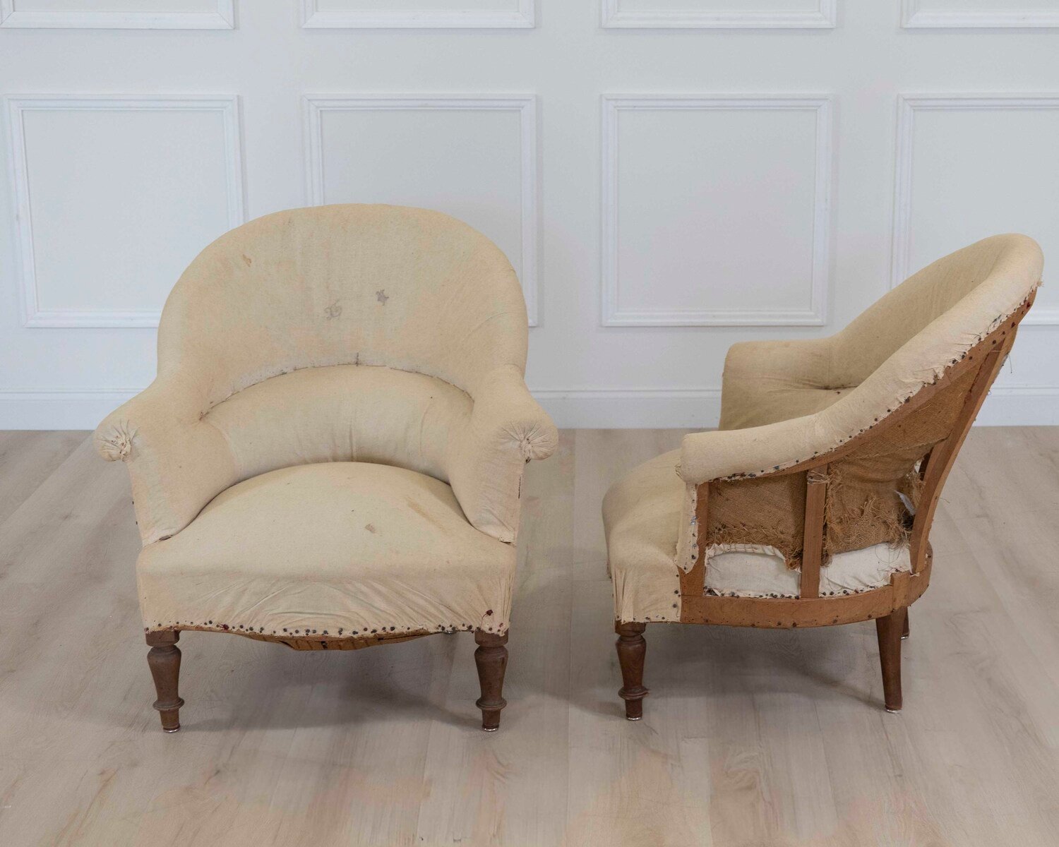 Pair of 20th Century French Chairs, Ready to Upholster - JAA