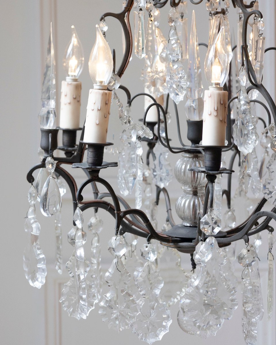 40% OFF. French Six-Light Crystal Chandelier with Iron Armature, Pendeloques and Obelisks - JAA
