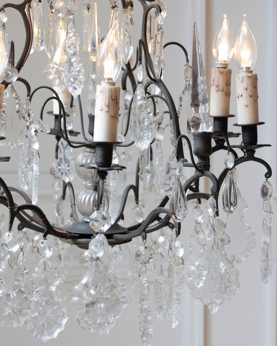 40% OFF. French Six-Light Crystal Chandelier with Iron Armature, Pendeloques and Obelisks - JAA