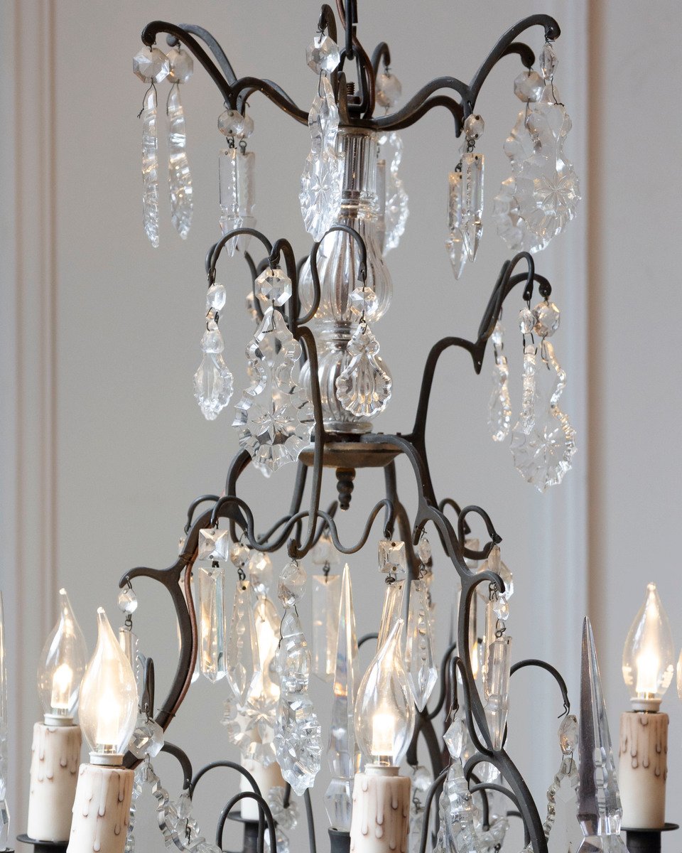 40% OFF. French Six-Light Crystal Chandelier with Iron Armature, Pendeloques and Obelisks - JAA