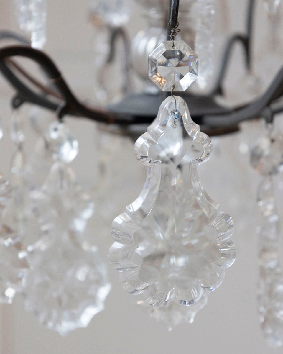 40% OFF. French Six-Light Crystal Chandelier with Iron Armature, Pendeloques and Obelisks - JAA