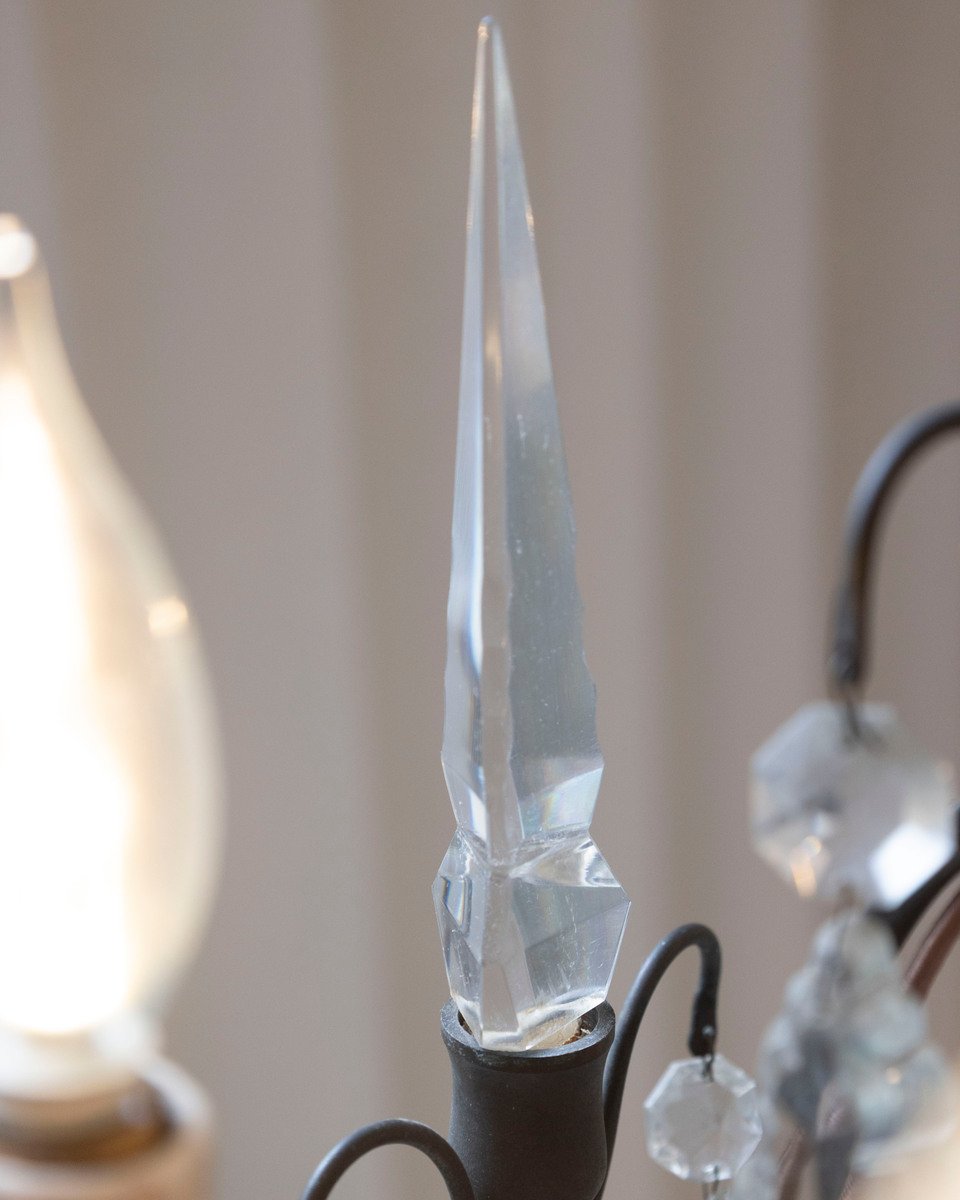 40% OFF. French Six-Light Crystal Chandelier with Iron Armature, Pendeloques and Obelisks - JAA