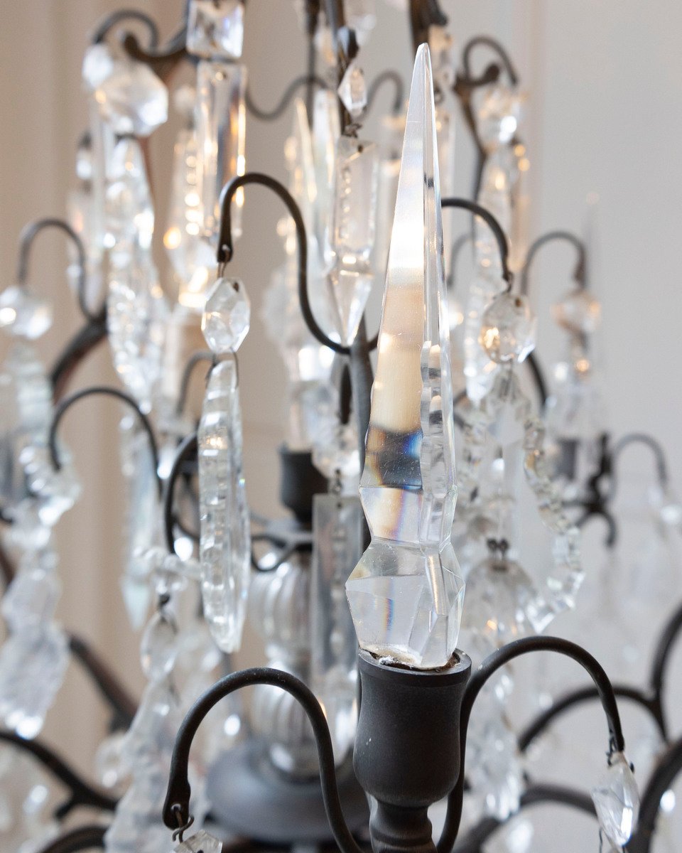 40% OFF. French Six-Light Crystal Chandelier with Iron Armature, Pendeloques and Obelisks - JAA