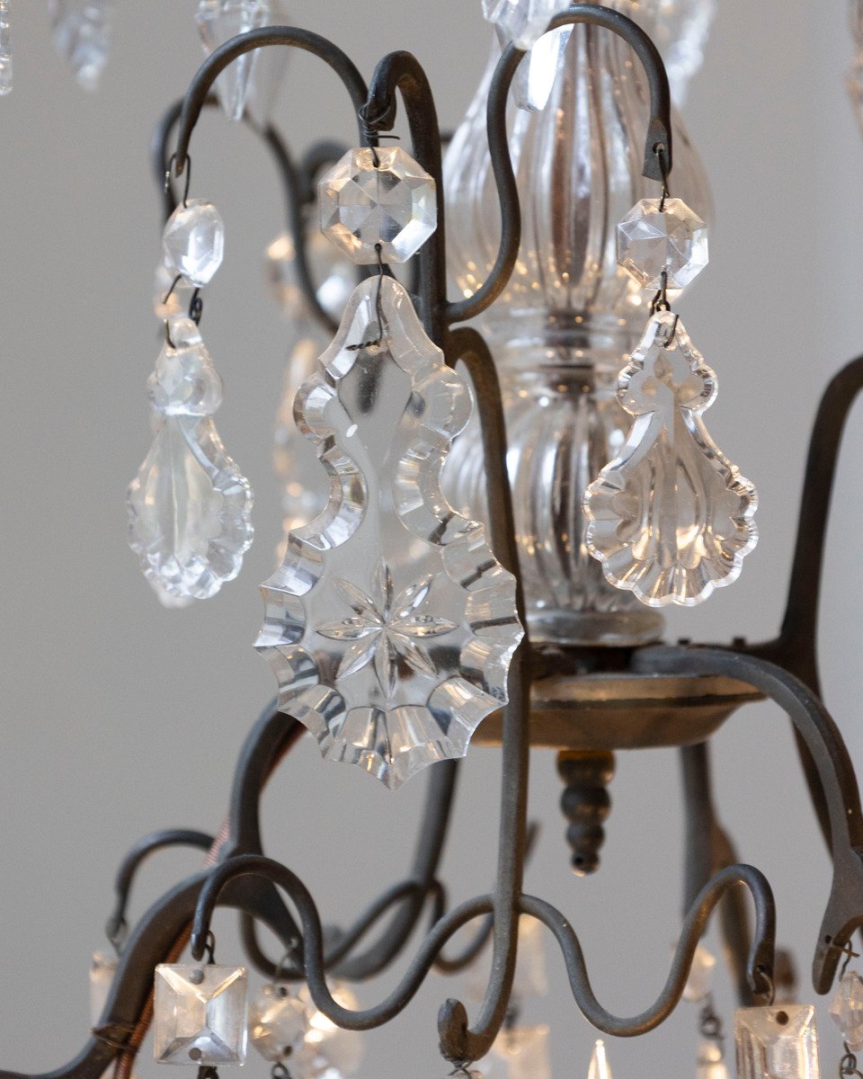 40% OFF. French Six-Light Crystal Chandelier with Iron Armature, Pendeloques and Obelisks - JAA