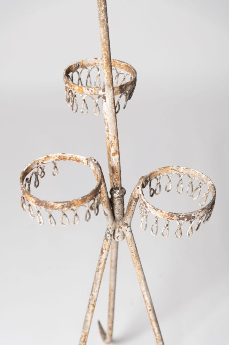 Charming French Birdcage Plant Stand with Original Paint - JAA