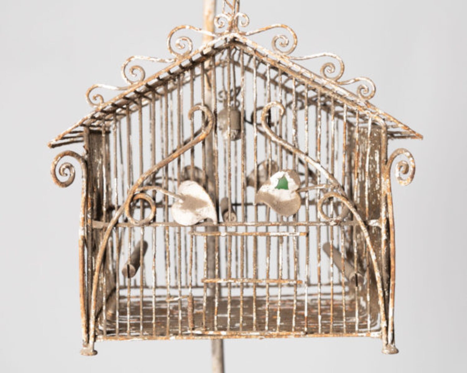 Charming French Birdcage Plant Stand with Original Paint - JAA