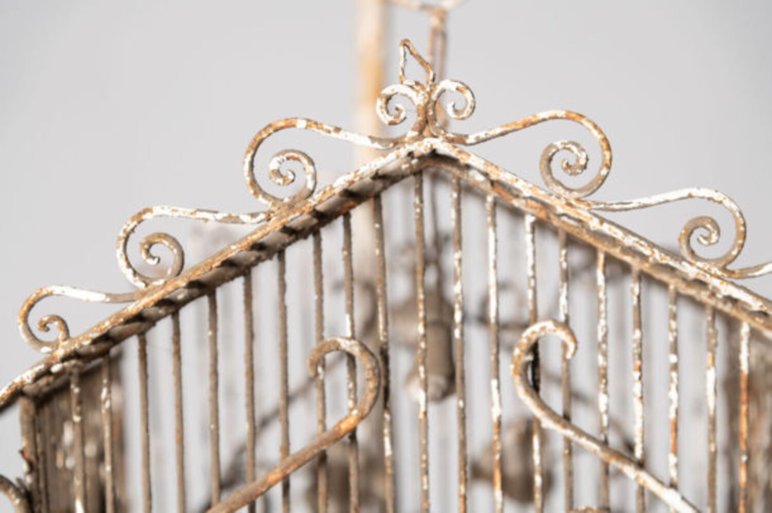 Charming French Birdcage Plant Stand with Original Paint - JAA