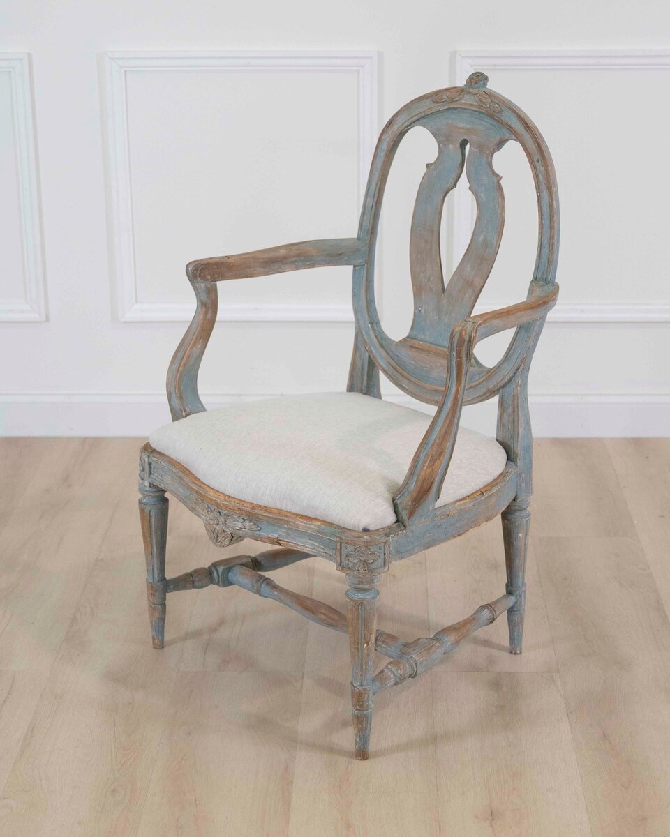 Swedish 18th Century Gustavian Painted Armchair - JAA
