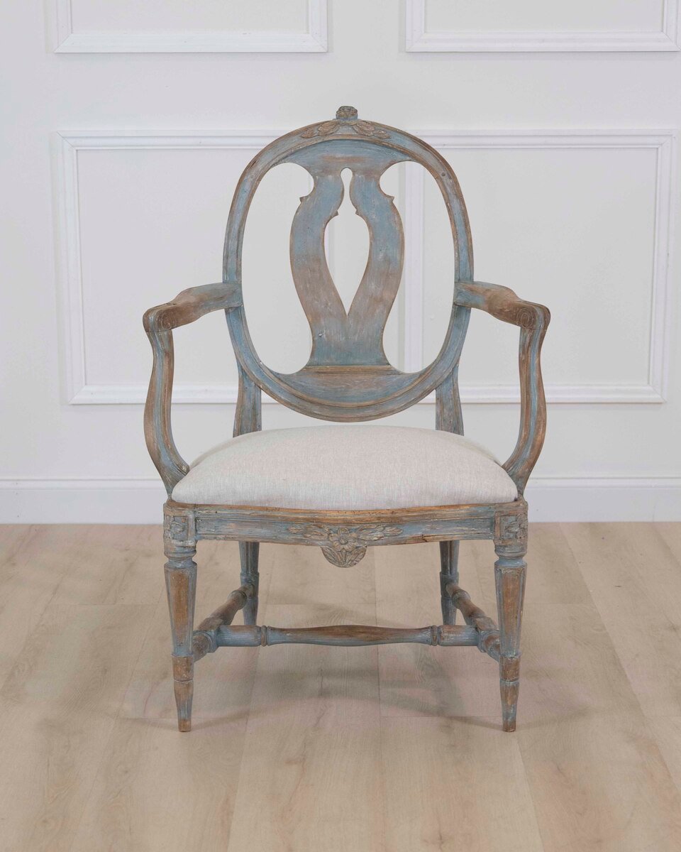 Swedish 18th Century Gustavian Painted Armchair - JAA
