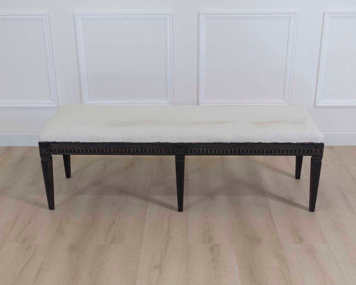 Swedish Gustavian Style Upholstered Bench - JAA