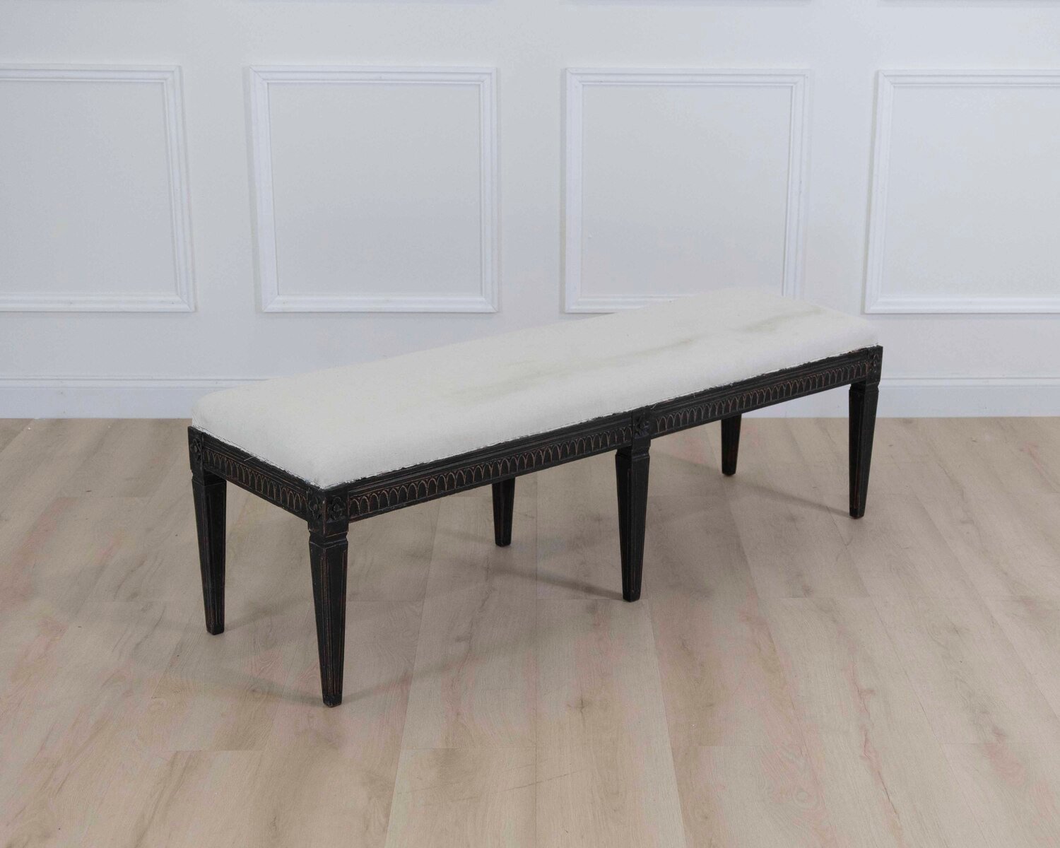 Swedish Gustavian Style Upholstered Bench - JAA