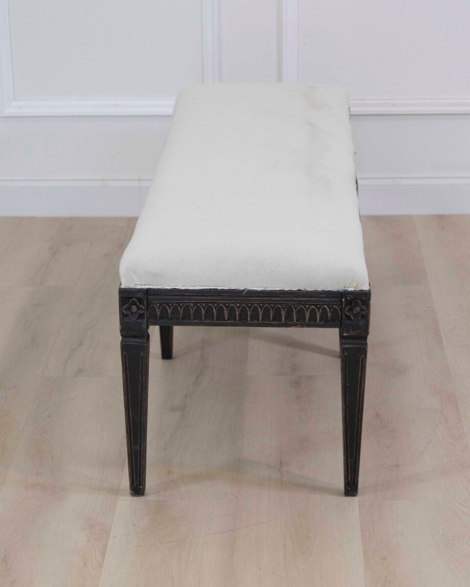 Swedish Gustavian Style Upholstered Bench - JAA
