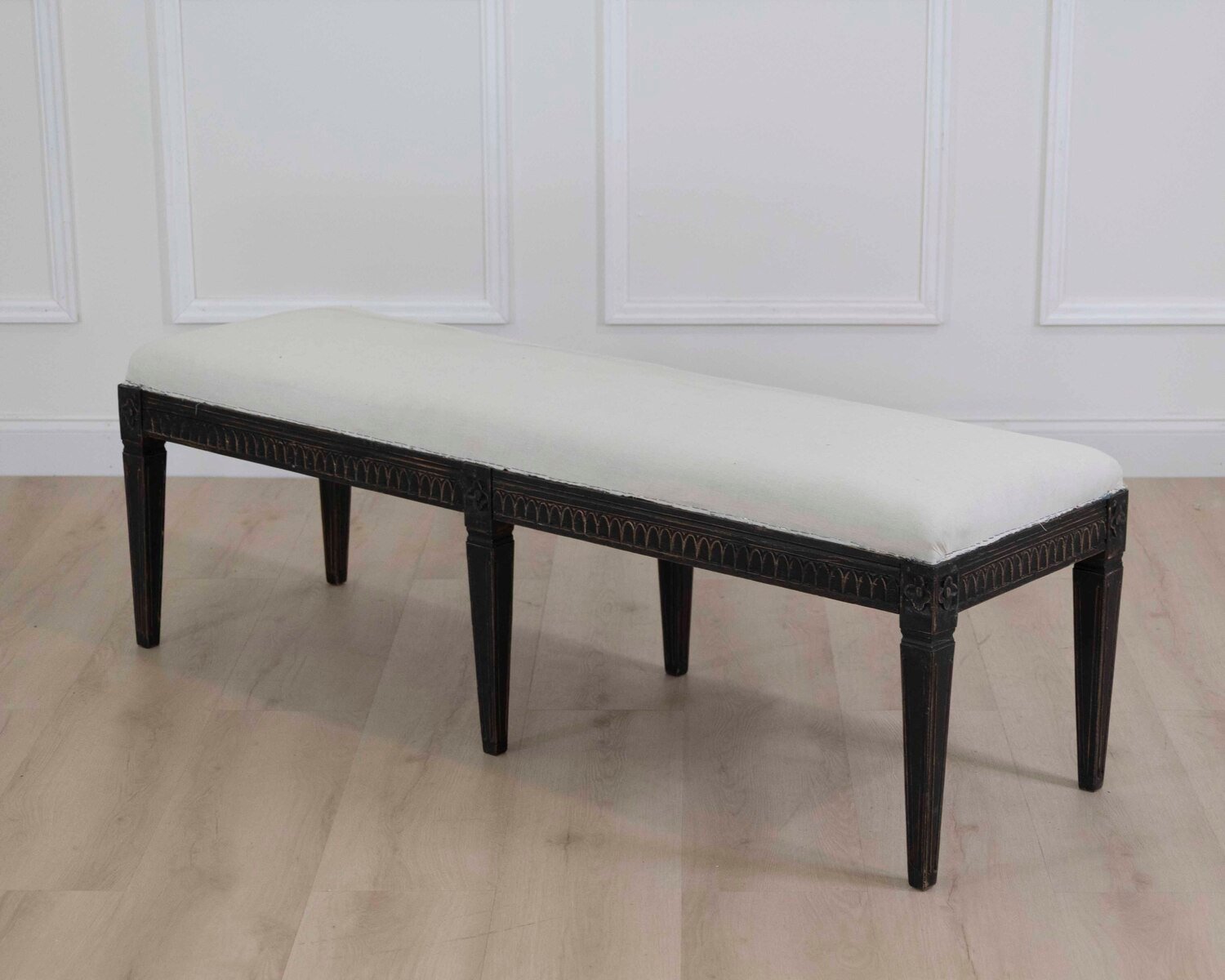 Swedish Gustavian Style Upholstered Bench - JAA
