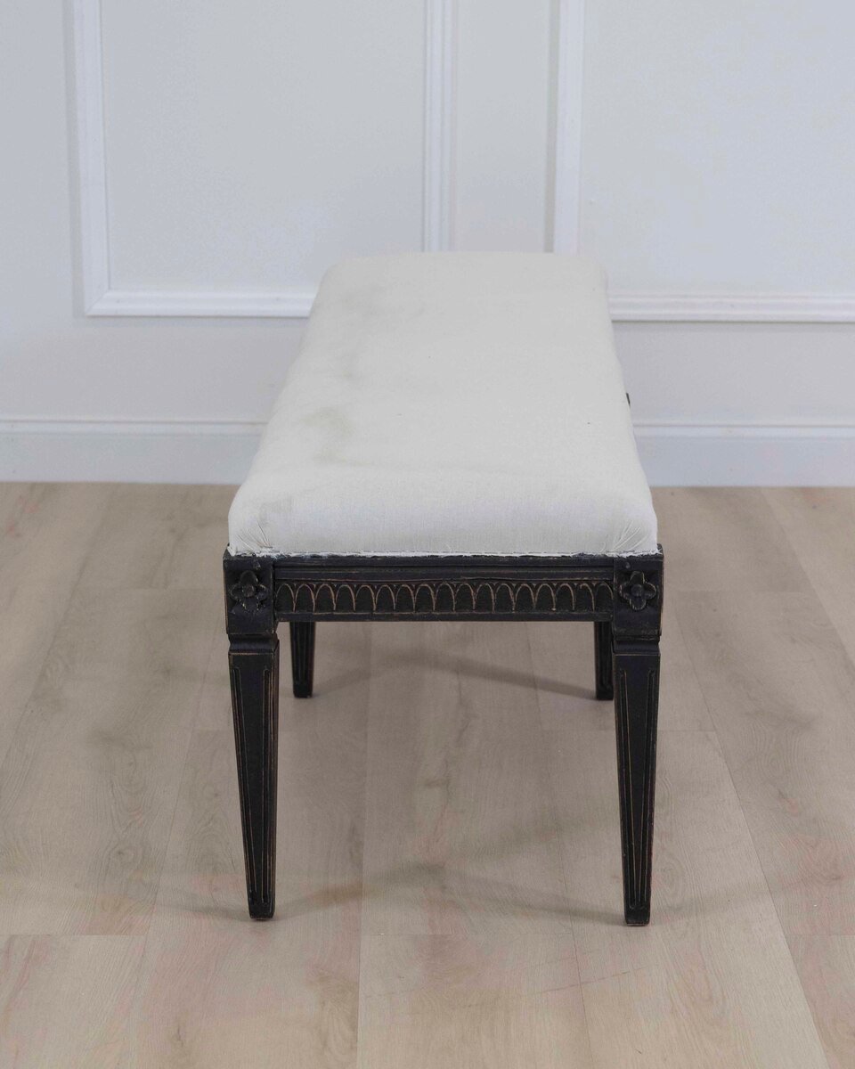 Swedish Gustavian Style Upholstered Bench - JAA