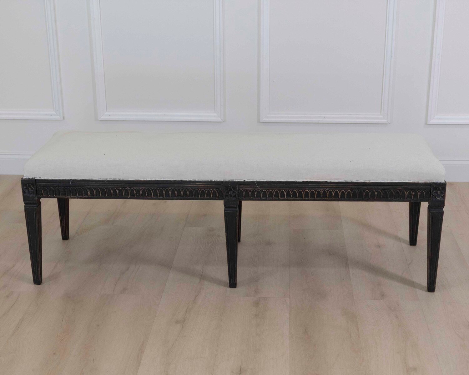 Swedish Gustavian Style Upholstered Bench - JAA
