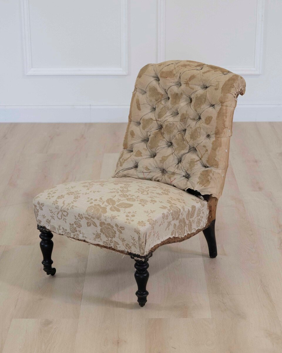 19th Century French Slipper Chair, Ready to Upholster - JAA
