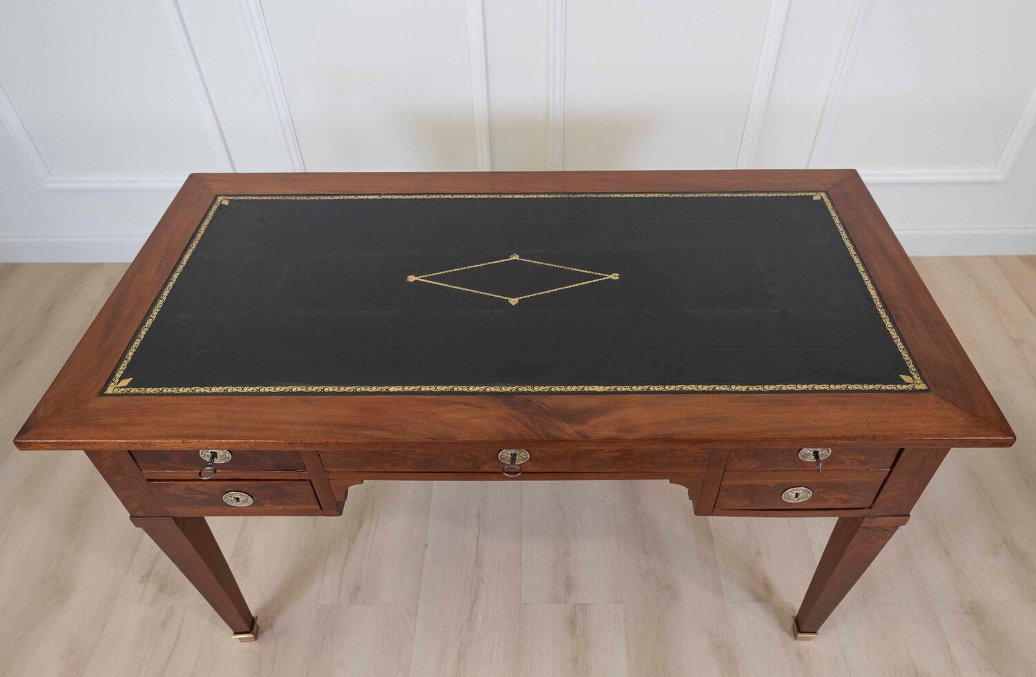 French 19th Century Louis XVI Style, Leather-Top Desk - JAA