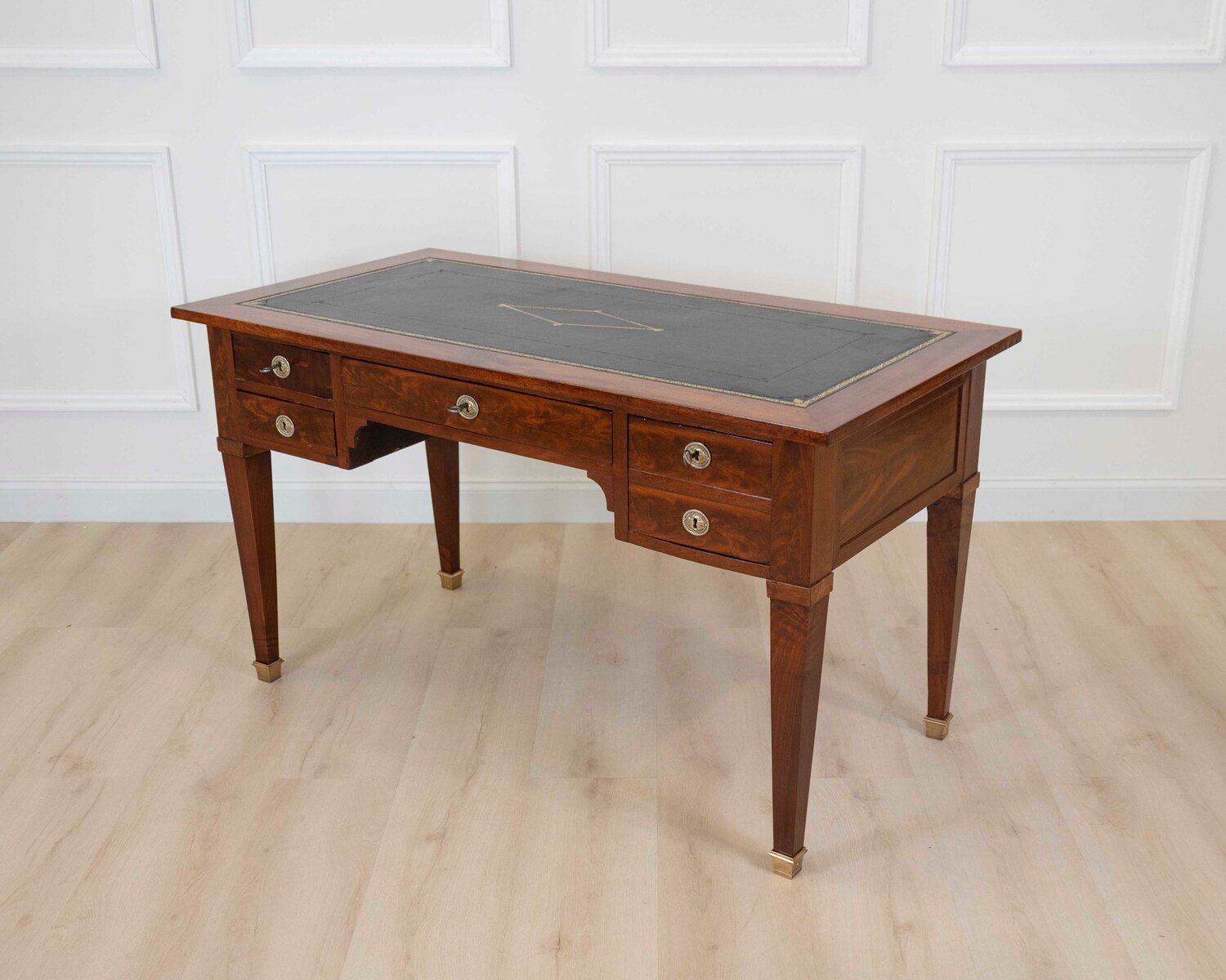 French 19th Century Louis XVI Style, Leather-Top Desk - JAA