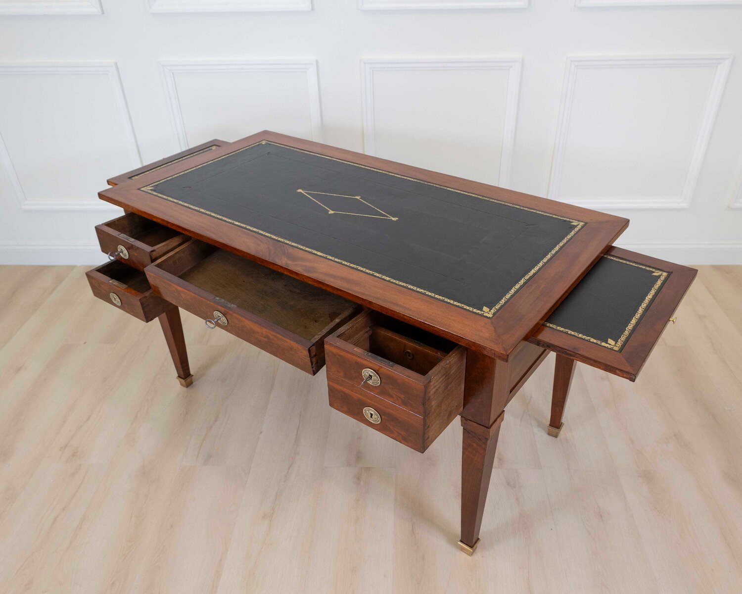 French 19th Century Louis XVI Style, Leather-Top Desk - JAA