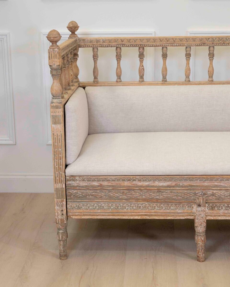 Swedish 19th Century Provincial Gustavian Sofa Bench - JAA