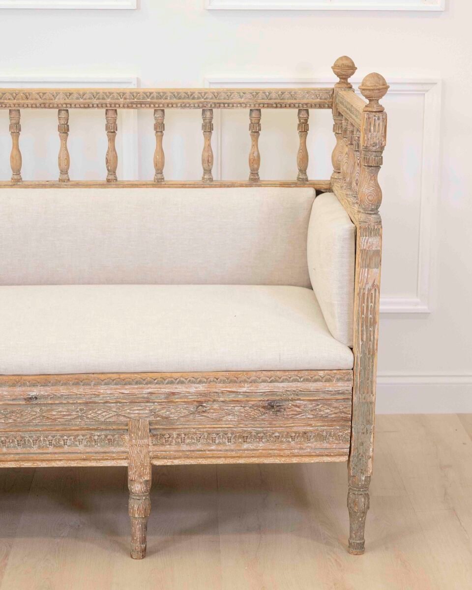 Swedish 19th Century Provincial Gustavian Sofa Bench - JAA
