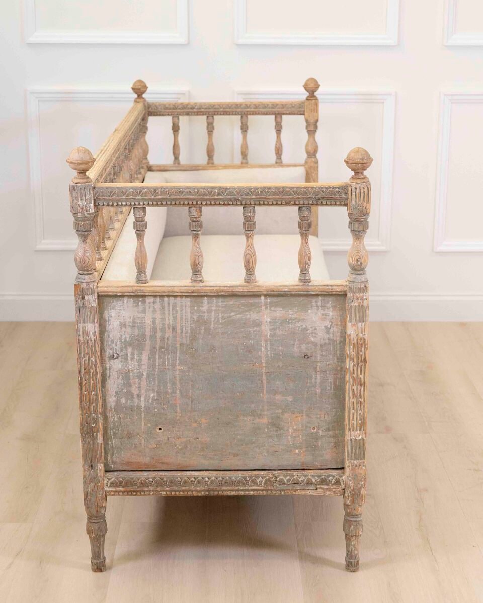 Swedish 19th Century Provincial Gustavian Sofa Bench - JAA