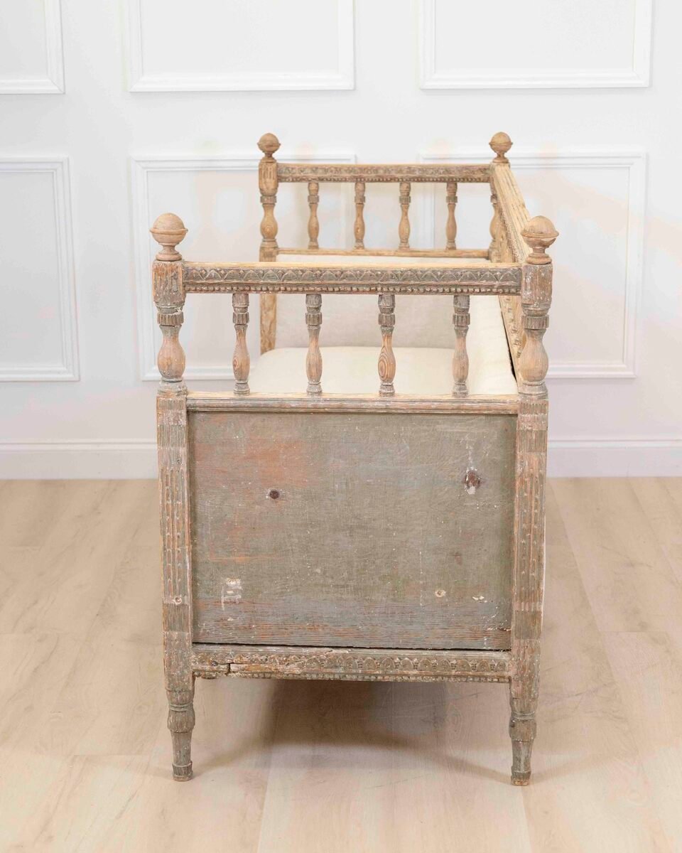 Swedish 19th Century Provincial Gustavian Sofa Bench - JAA