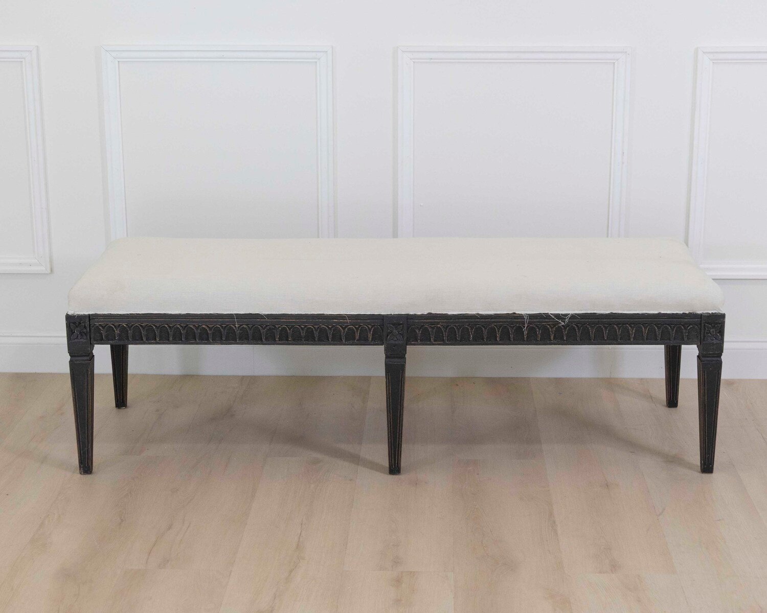 Swedish Gustavian Style Upholstered Bench - JAA