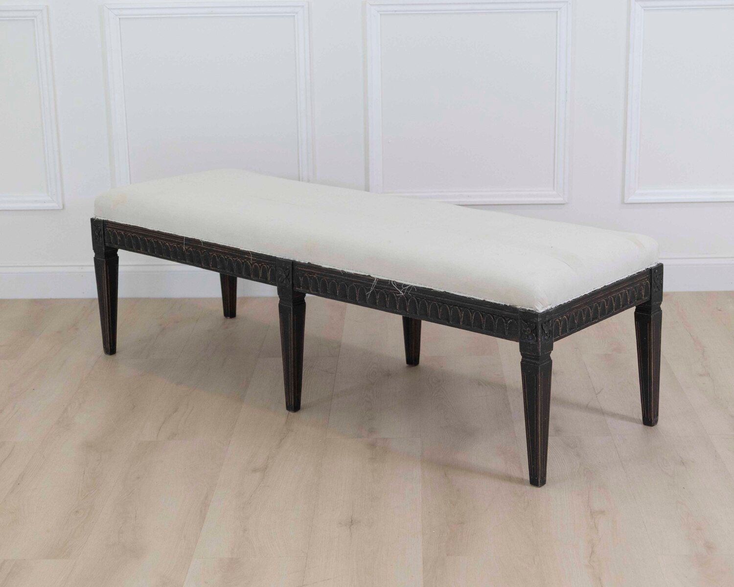 Swedish Gustavian Style Upholstered Bench - JAA